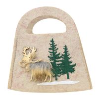 Loneflash Christmas Candy Bags, Christmas Felt Candy Bag Portable Christmas Elk Pattern Gift Home Decor Pouch Party Storage (D)