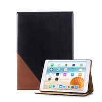 iPad Air 2/iPad Air/2018 iPad 6th Gen/iPad 5th Gen Case, Shockproof PU Leather Folding Stand Smart Protective Case Cover with Sleep/Wake Function and Card Slots (Black&Brown)