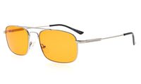 Eyekepper Memory Titanium Sleeping Glasses-Blue Light Blocking 97%-Computer Reading Glasses-Reduce Eyestrain Readers Dark Orange Tinted Lens (Silver, 1.25)