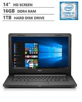 Dell Vostro 14" HD Screen Business Laptop, Intel Core i3-7020U 2.30 GHz Dual-Core Processor, 16GB Memory, 1TB Hard Disk Drive, Wireless-AC, Bluetooth 4.2, Windows 10, Black