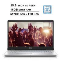 Dell Inspiron 15 5000 15.6 Inch FHD 1080P Laptop - Intel Quad Core i7-8565U up to 4.6 GHz, Intel UHD 620, 16GB DDR4 RAM, 512GB SSD (Boot) + 1TB HDD, HDMI, Bluetooth, WiFi, Windows 10, Silver