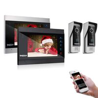 7 Inch IP Wireless Video Phone Doorbell Intercom System 2 Montior and 2 Wired 1200TVL Doorbell Camera Support Remote Unlock, Two-Way Intercom from TMEZON