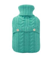 Green Knit Cover Hot Water Bottle Treating/Back Pain,Stiff Necks,2L(Random Bag)