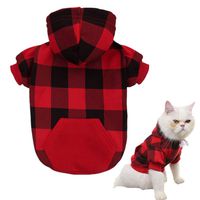 KOOLTAIL Plaid Dog Hoodie for Small Dogs Pet Clothes, Red S