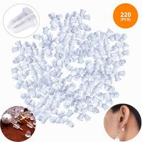 220Pcs Earring Backs Replacements, Upgrade Rubber Earring Backing Droopy Ears, Compact Clear Ear Safety Back Pads for Fish Hook Wire Earrings DIY Making- for Women or Baby