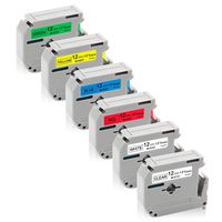 Exsun Compatible Label Tape Replacement for Brother P-Touch M Tape MK131 MK231 MK431 MK531 MK631 MK731 Label Maker Tape for PTM95 PT90 PT65 PT45, 12mm(0.47inch) x 26.2Feet(8m), 6-Pack