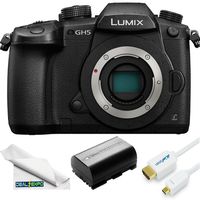 Panasonic Lumix DC-GH5 Mirrorless Micro Four Thirds Digital Camera (Body Only) + BLF-19 Replacement Battery + HDMI Cable + Fiber Cleaning Cloth