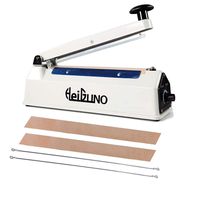 HeiGuno 8" / 200mm 110V Metal Shell Impulse Manual Hand Sealer Heat Sealing Machine Spare Teflon & Sealing Elements