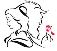 Disney Beauty And The Beast W/ Red Rose, Black, 6 Inch, Die Cut Vinyl Decal, For Windows, Cars, Trucks, Toolbox, Laptops, Macbook-virtually Any Hard Smooth Surface