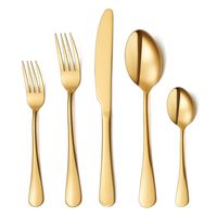 Flatware Set, 20-piece Silverware Cutlery Set with Serving Pieces, Heavy-duty Stainless Steel Utensils, Include Knife/Fork/Spoon, Mirror Finish, Dishwasher Safe, Service for 4 (Gold)