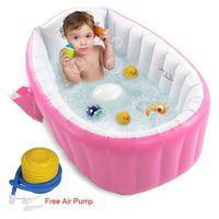 【Upgraded】Inflatable Baby Bathtub with Air Pump, FLYMEI Baby Bath Tub Toddler Bathtub, Foldable Shower Basin for Newborn, Portable Travel Bath Tub for Girl with Seat, Baby Shower Gift