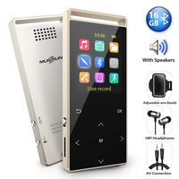 MP3 Player,16GB Bluetooth mp3 Player with FM Radio,Speakers,Lossless Music Player with Pedometer for Walking,Support Voice Recorder,Up to 2000 mins Playback and Support up to 128GB,with Armband