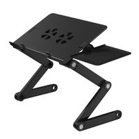HUANUO Adjustable Laptop Stand, Portable Laptop Table Stand with 2 CPU Cooling Fans, Ergonomic Lap Desk TV Bed Tray Standing Desk
