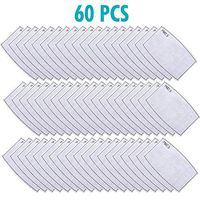 OUBA 60 PCS PM2.5 Activated Carbon Filters Meltblown Non-Woven Cloth 5 Layers Filters for Women Mens Children Black Cotton Adjustable Reusable Breathing Anti Dust