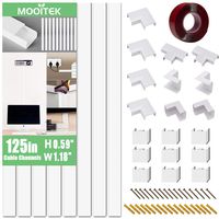 MOOITEK Cord Cover Raceway Kit, Easy Install, 125" Cable Management Channel, Paintable Cord Concealer System Covers Cable, Cord Wires, Conceal and Orangize Cables & Wires Around Your Home, Office, TV