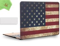 UESWILL 2in1 Rubberized Unique Pattern Solid Hard Shell Case with Clear Keyboard Cover for MacBook 12 inch with Retina Dsiplay (Model: A1534) + Microfibre Cleaning Cloth,US Flag