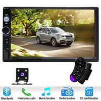 Double Din Car Stereo Universal Radio Multimedia - 7in LCD Digital Touchscreen - Smart MP5 Bluetooth Autoradio Music Player - AM FM USB MP3 SD - Bluetooth Remote Control and Backup Rear View Camera