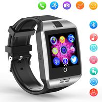 Smart Watch Bluetooth Q18 Touchscreen Wrist Watches SHFY with Camera Compatible with Android Phones for Men Women (Silver)