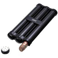 WXIAO Cigar Case - Black Carbon Fiber 3 Cigars Capacity Pocket Lightweight Cigar Storage Tube Holder Travel Cigar Humidor