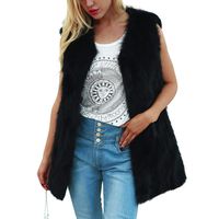 HOT Sale!! BingYELH New Women Faux Fur Vest,Girls Shaggy Sleeveless Waistcoat Plain Collarless Winter Warm Jacket Parka Outerwear (2XL, Black)