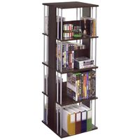 Atlantic Typhoon Media Spinner Unit - Fully Rotates 360 Degrees on a Ball Bearing Base, Holds 216 CDs, 144 DVDs, 4 Fixed Shelves, PN82635716 in Espresso (Renewed)