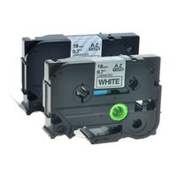 GREENCYCLE 2PK Replacement Laminated Label Tape Compatible for Brother P-Touch Black on Clear TZ-141 Tze-141,Black on White TZ-241 Tze-241 18mm Label Maker (1pack tze141,1pack tze241)