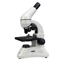AmScope M120C-2L-PB10 Compound Monocular Microscope, WF10x and WF25x widefield eyepieces, 40x-1000x Magnification, Brightfield, Upper and Lower LED Illumination, Plain Stage, Includes Blank and Prepared Slides