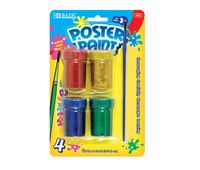 BAZIC 4 Color 18ml Glitter Poster Paint w/ Brush (Case of 24) (3421-24)