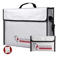 ROLOWAY Fireproof Document & Money Bags, Large Fireproof & Water Resistant Bag (16 x 12 x 5 inches), Fireproof Folder Safe Bag for Cash, Valuables & Passport, with Silicone Coating & Zipper Closure