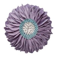 JWH 3D Sunflower Accent Pillow Hand Craft Round Cushion Decorative Pillowcase with Pillow Insert Home Sofa Bed Living Room Decor Gift 14 Inch / 35 cm Velvet Purple