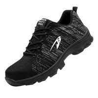 Work Sneakers for Men の Unisex Steel Toe Work Shoes Heavy Duty Safety Boots Anti-Piercing Anti-Smashing Plus Size 4-14 Black