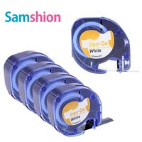 5-Pack Iron on Fabric Labels Replace Dymo Iron on Labels 18771 Compatible with Dymo LT LetraTag Printers, 1/2 Inch x 6.5 Feet, Black Print on White Clothes Labels for DYMO LetraTag LT-100H