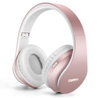 Bluetooth Headphones,Tuinyo Wireless Headphones Over Ear with Microphone, Foldable & Lightweight Stereo Wireless Headset for Travel Work TV PC Cellphone- Rose Gold