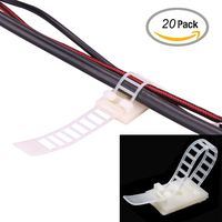 20PCS Adhesive Backed Wire Clip Cable Clamp Adjustable Fixed Tie Mount Copapa (Small, White)