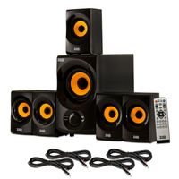 Acoustic Audio AA5170 Home Theater 5.1 Bluetooth Speaker System with FM and 4 Extension Cables