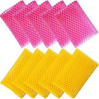 OliviaTree 10PCS Basic Dish wash net, Dish Washing Sponges, Scrubbers, Wash Cloths, Rags, Brush,Scrubbing Spong (pink5,yellow5)