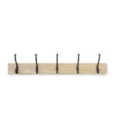 AmazonBasics Wall Mounted Standard Coat Rack, 5 Hooks, Natural