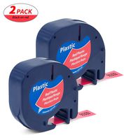 Label Orison Letratag Refills 91333 S0721630 Plastic Labeling Tape Black on Red Compatible with Dymo Plus LT100H LT100T QX50,1/2 Inch X 13Feet(12mmx4m),2Pack