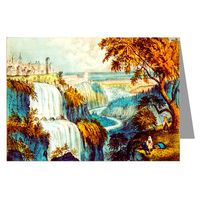 12 Notecards of Currier And Ives Handcolored Lithograph depicting the Waterfall at Tivoli, Italy.