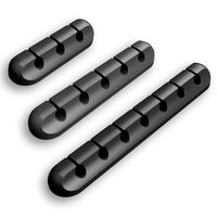 Cable Clips Cord Organizer Cable Management, YUERSEAK 3 Packs Adhesive Hooks Wire Cord Holder for Computer Power Cords,USB Charging Cables,Mouse Cable, Desk PC, Office Home Car - 7, 5,3 Slots (Black)