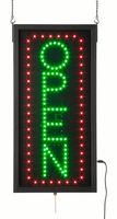 Displays2go Vertical Animated LED Sign Reads"Open" with 3 Different Lighting Patterns, Neon Red and Green Bulbs (LEDOPMLXX)