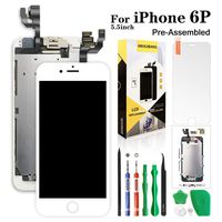 Compatible with iPhone 6 Plus Screen Replacement White 5.5'',Hkhuibang Pre-Assembled LCD Touch Digitizer Display Full Assembly with OEM Front Camera Proximity Sensor Earpiece Speaker+Repair Tool