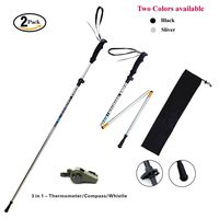2 Pack(1 Pair) - Fnado&Sports 7075 Collapsible Telescopic 51inch/ 130cm Adjustable Anti Shock Hiking/Walking/Trekking Trail Poles -Silver