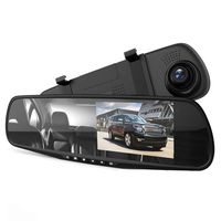 VKAKA Dash Cam Rearview Mirror - 2.4" DVR Monitor Rear View Dual Camera Video Recording System in Full HD 1080p w/Built in G-Sensor Motion Detect Parking Control Loop Record Support