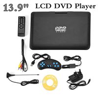 DVD Player 13.9inch DVD Player Portable 110-240V HD TV EU Plug 800480 Resolution 16:9 LCD Screen with High Capacity Rechargeable Battery