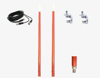 CRS 2 1000 Watt 2ft Red CB Radio Antennas,12ft Dual Coax, Brackets,Studs Kit