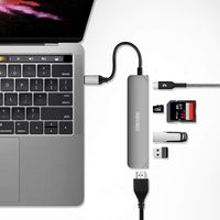 Zendure 49W USB-C Hub, 6-in-1 Slim Aluminum Adapter with 4K USB C to HDMI, microSD/SD Card Reader, 2 USB 3.0 Ports, for MacBook, iPad Pro 2018, ChromeBook, XPS, Hp and More - Space Gray