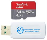SanDisk Ultra 64GB Micro Memory Card Works with LG G8X ThinQ, LG v40 ThinQ, LG G7 ThinQ, LG V35 ThinQ Cell Phone (SDSQUAR-064G-GN6MN) Bundle with (1) Everything But Stromboli MicroSD Card Reader