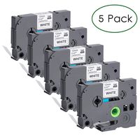 PTH110 Tape TZE Tape 12mm 0.47 Laminated White Compatible for Brother P-Touch PTD210 PTH100 PTD400 PTD400AD PTD400VP PTD600 P-Touch Cube Label Maker Tape, 26.2 Feet (8 Meter) 5-Pack