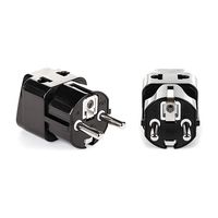 OREI 2 in 1 USA to Europe Adapter Plug (Schuko, Type E/F) - 2 Pack, Black